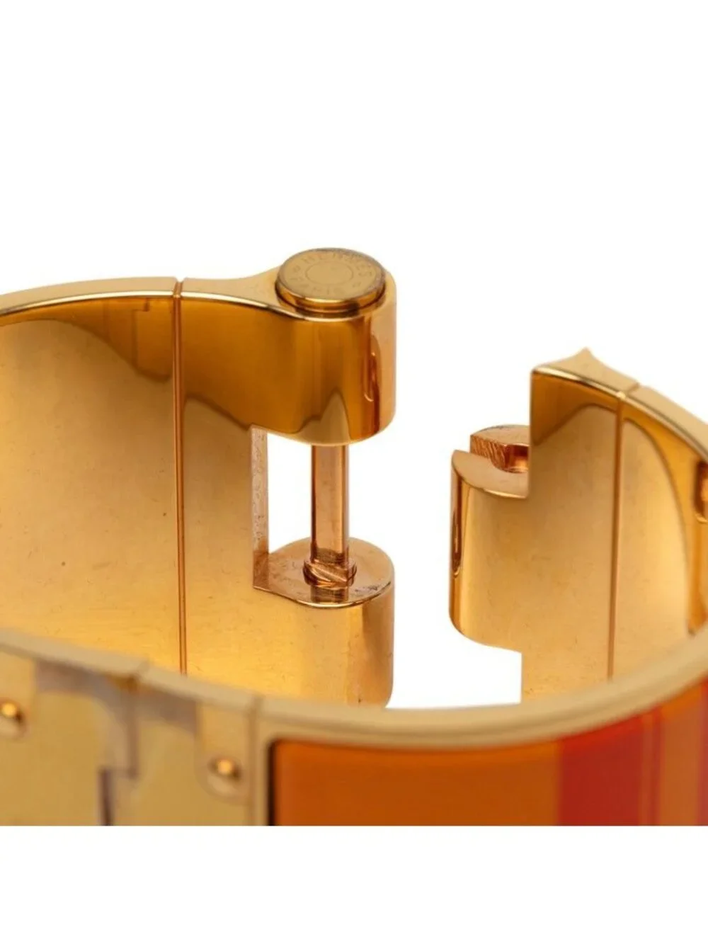 Hermes Enamel Bracelet Bangle Gold Orange Plated